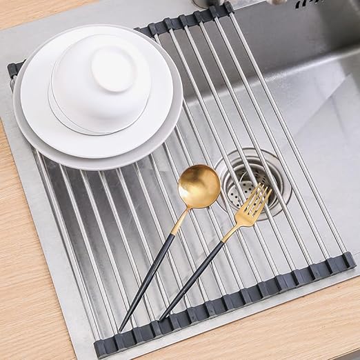 NUOVO Scolapiatti Arrotolabile INOX XL! MISURA 47*22